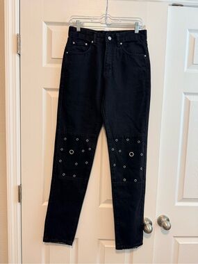 Watson Women's Black Skinny Jeans with Knee Detail